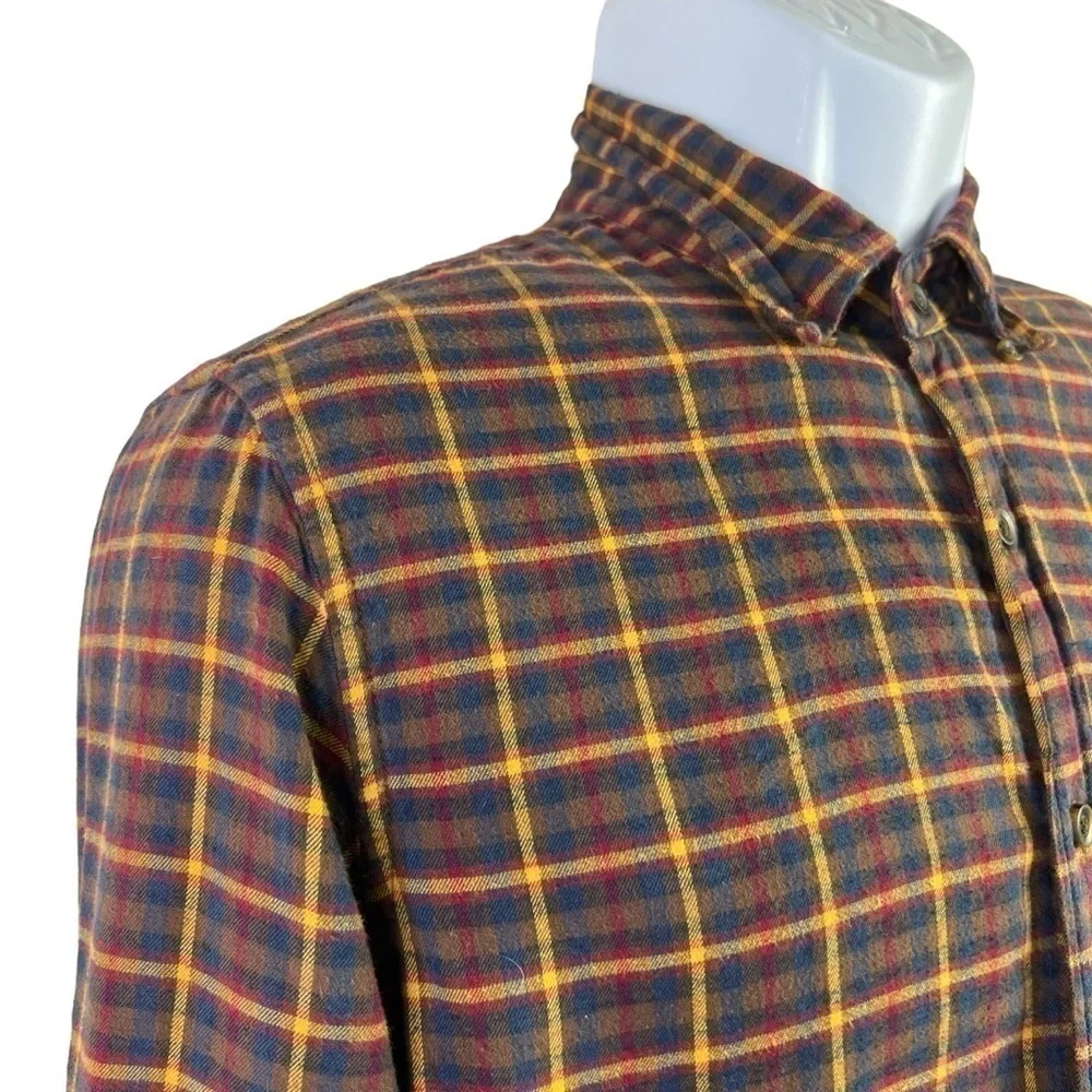 J.Crew Men’s Casual Shirt Button Down Plaid Brown Size S